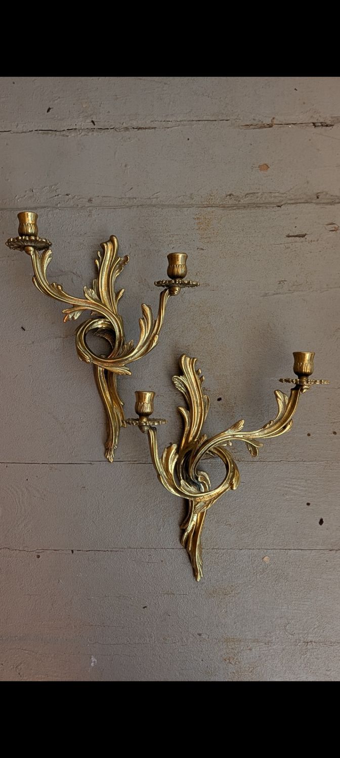 Made in italy hollywood regency brass wall mounted candle holders