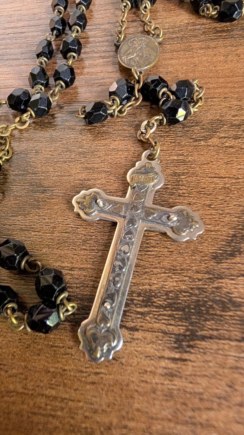 Black glass rosary