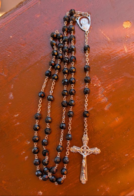 Black rosary - glass beads Italy