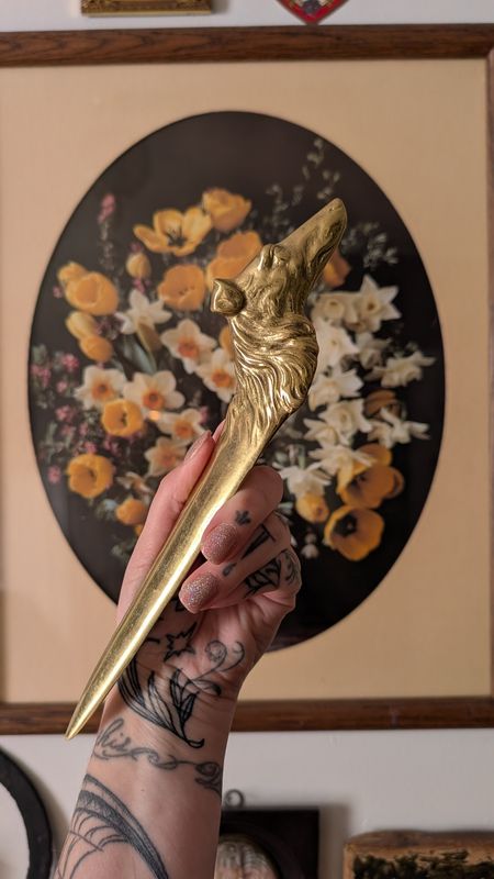 Borzoi brass letter opener greyhound dog russia