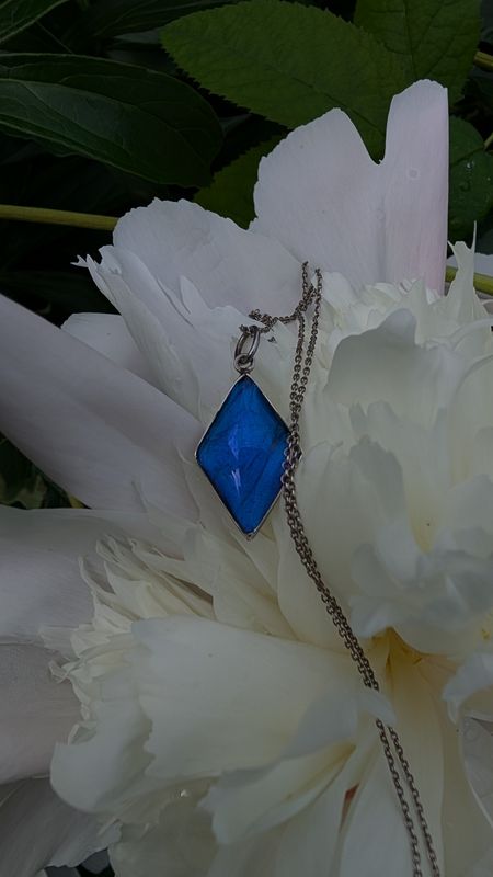 Art deco Morpho butterfly sterling silver made in england england pendant necklace
