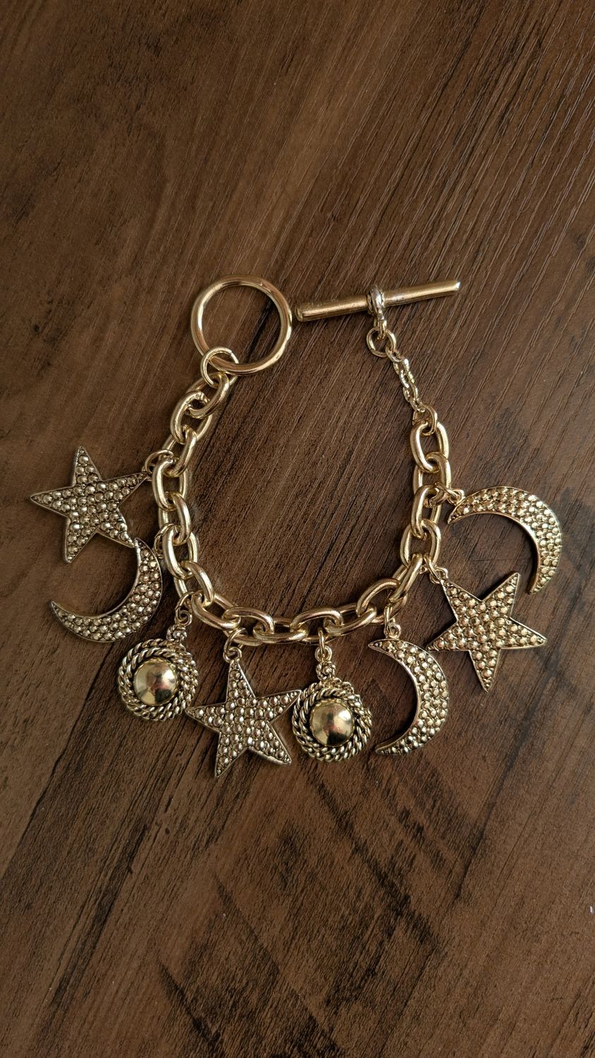Vintage celestial gold tone bracelet