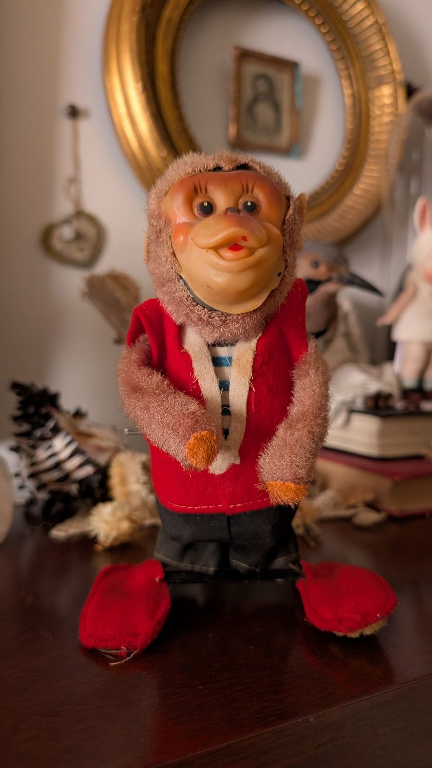 Monkey wind up toy - no key - acrobat somersault  japan