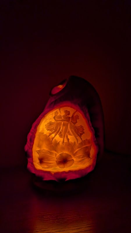 Carved seashell lamp