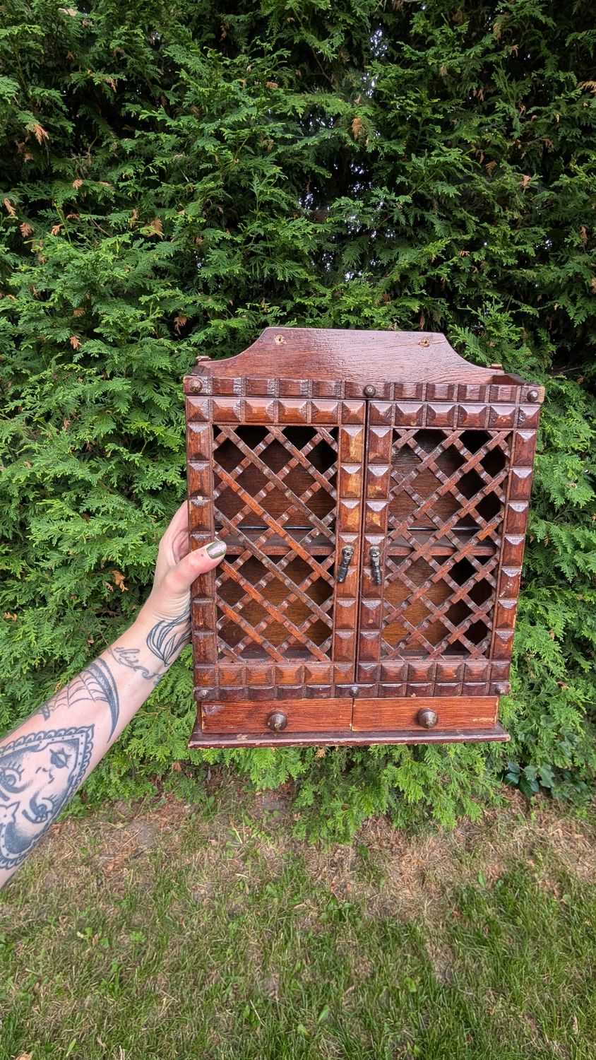 Curio cabinet spice rack - wood - 1970s