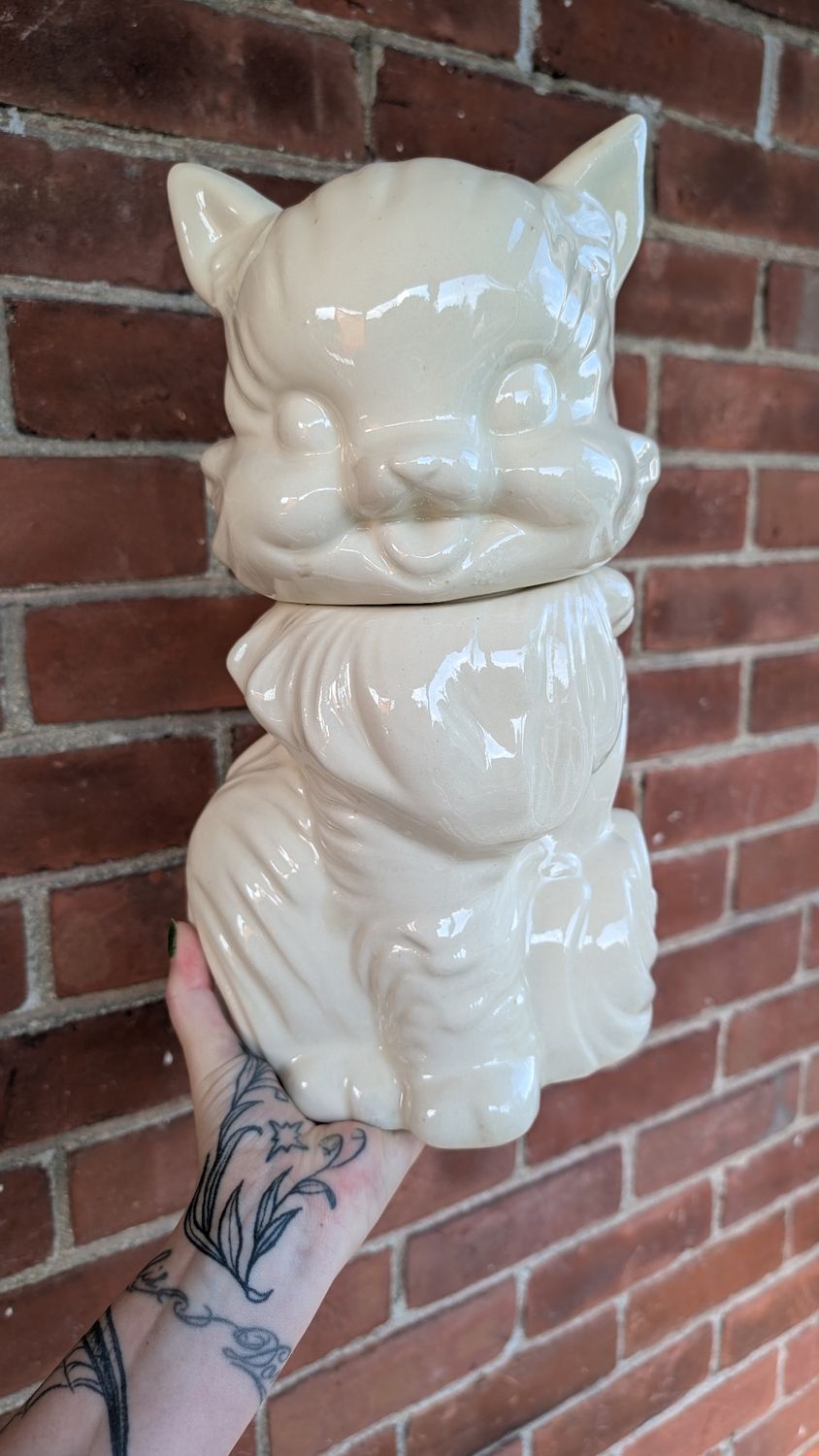 Large 1940's fluffly cat cookie jar american bisque
