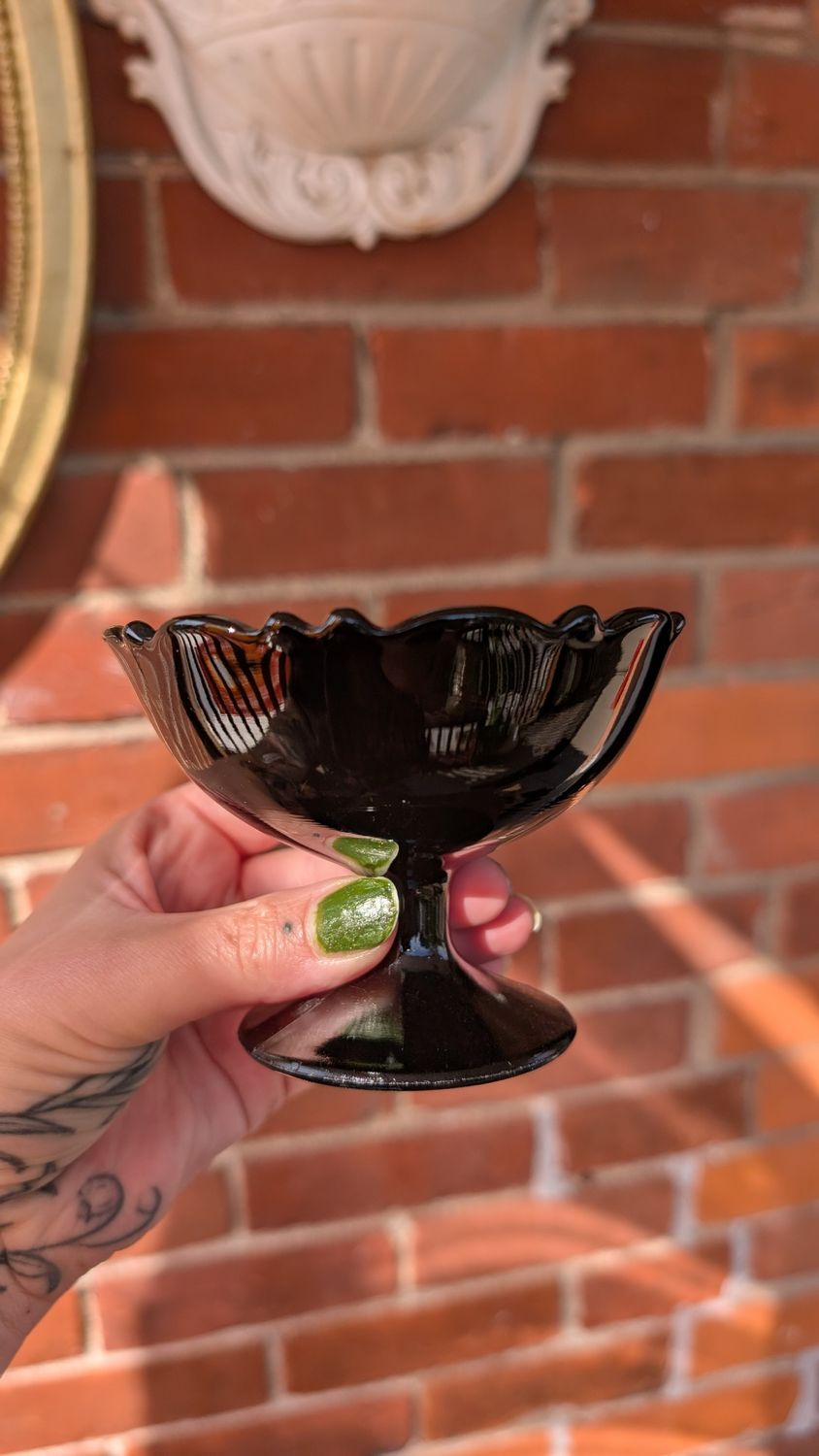 Black amethyst glass altar dish