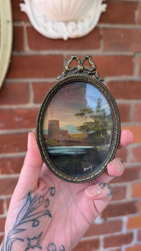 Small painting in vintage frame