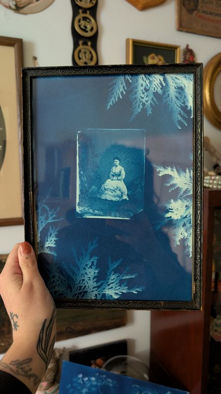 Cyanotype of a victorian lady
