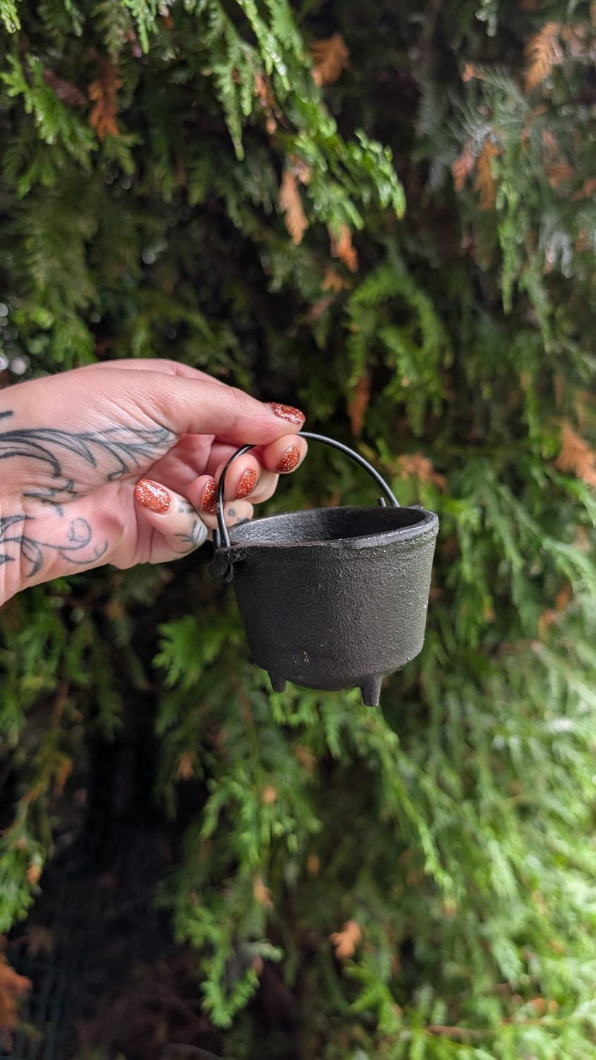 Small cast iron cauldron