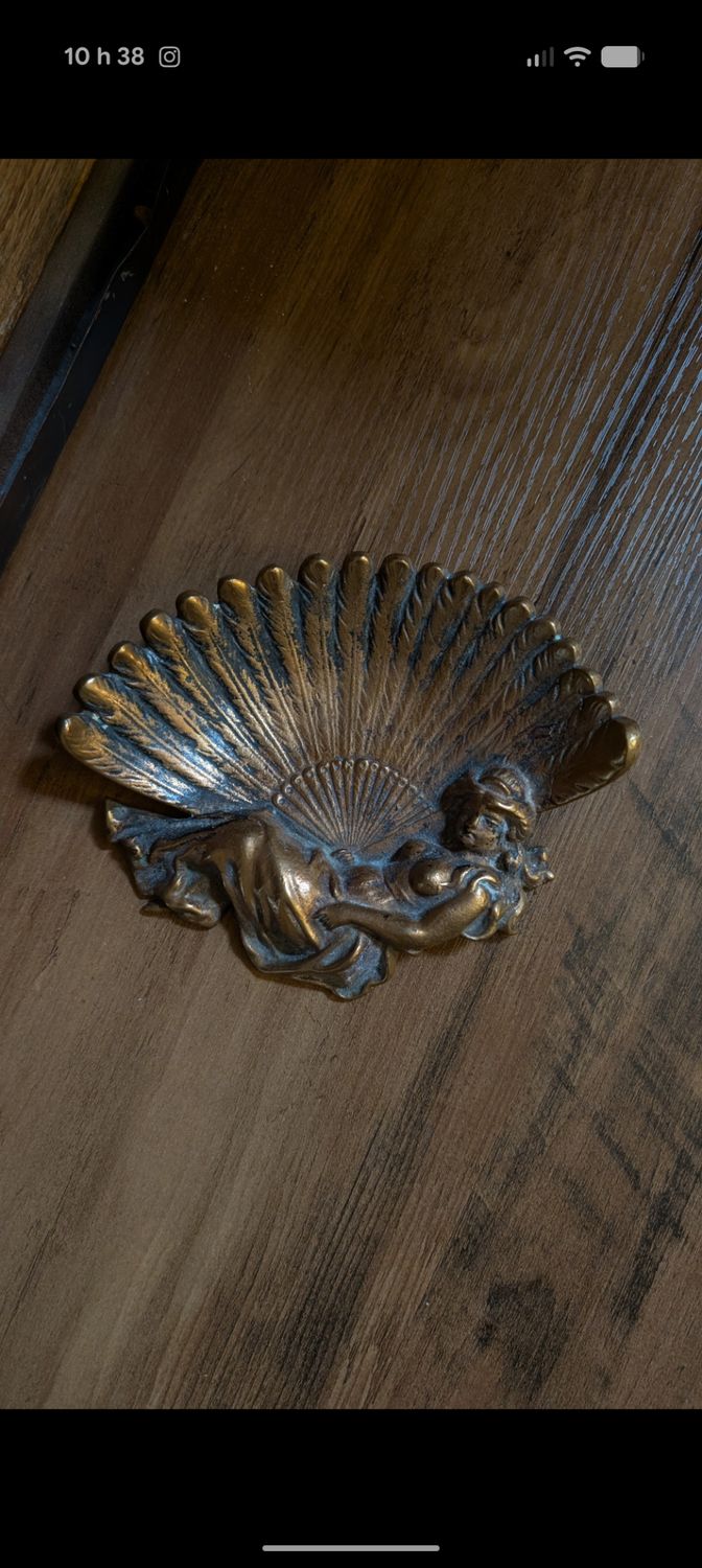 Art nouveau fan woman vide poche lady bronze