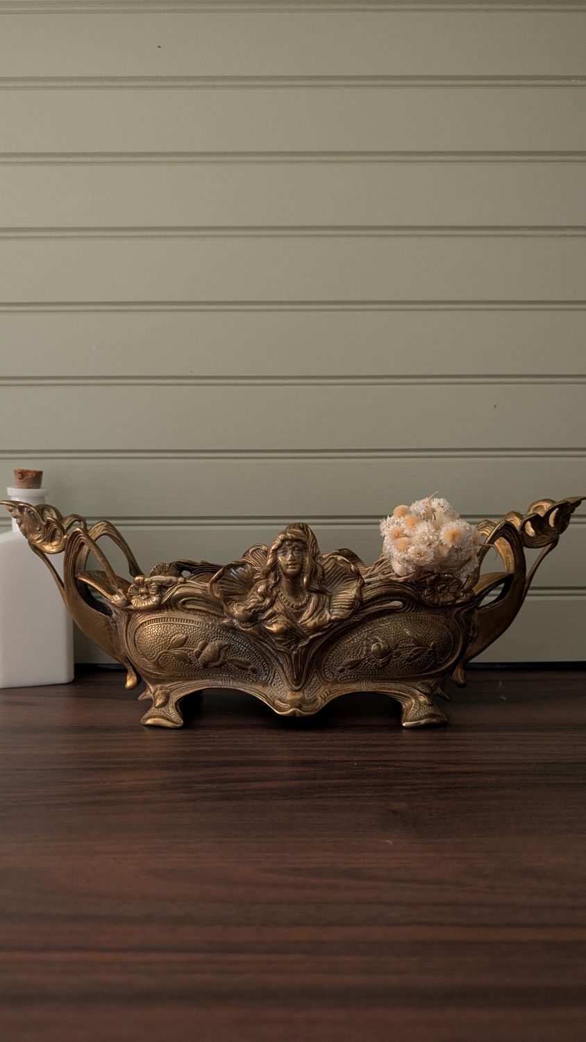 Art nouveau brass jardinière