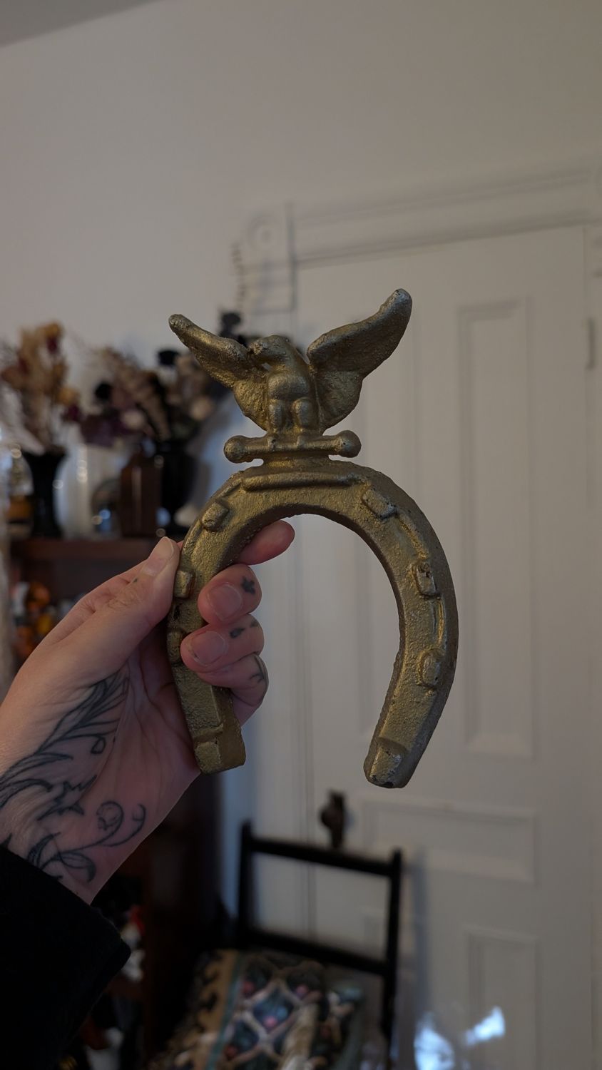Horse shoe and eagle metal ornament
