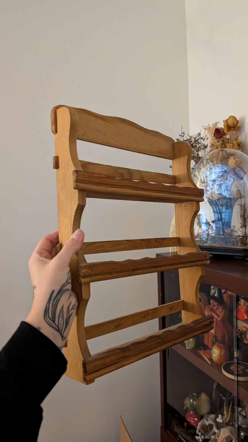 Wood curio shelf -