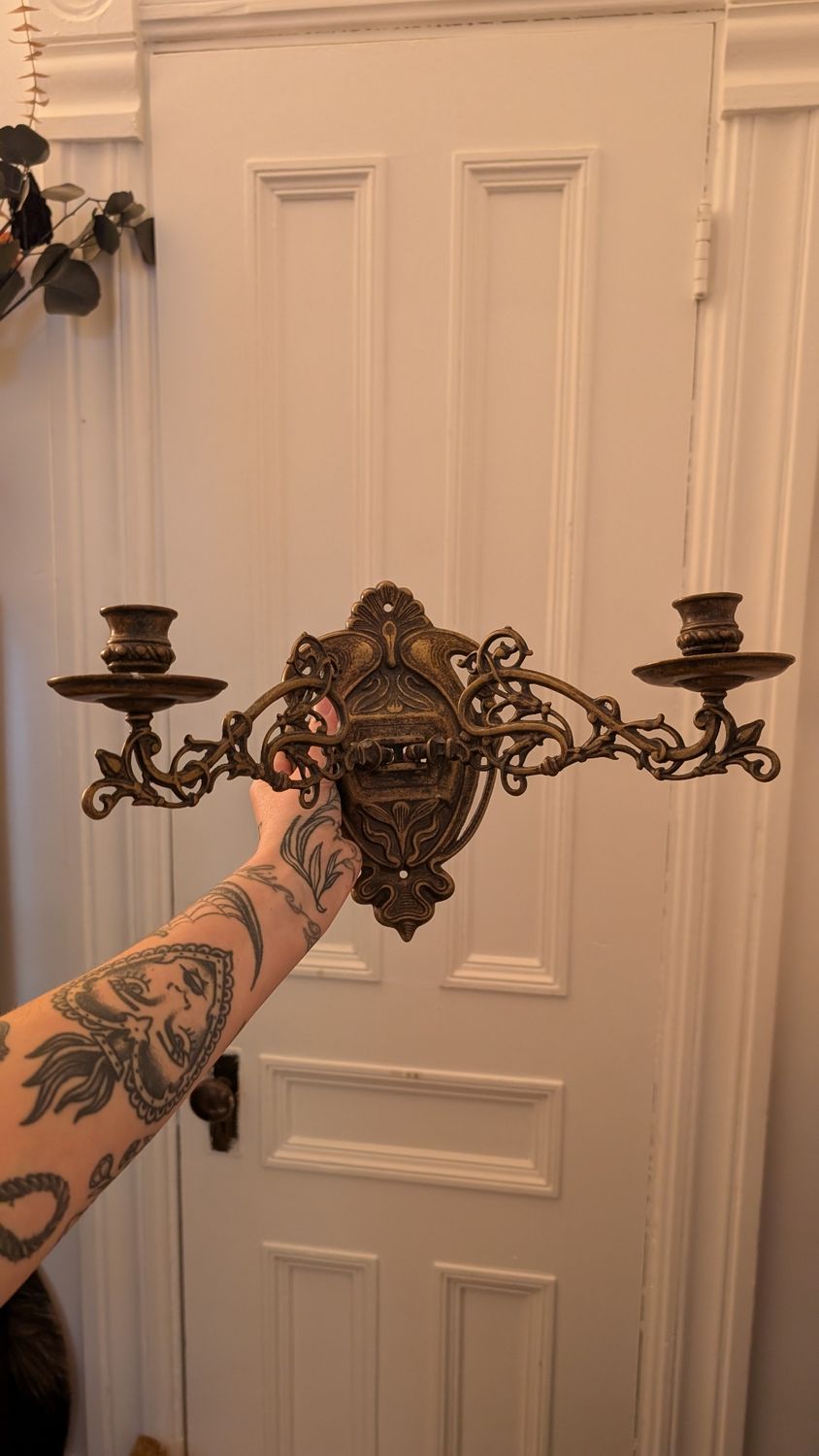 Vintage double candle holder - brass
