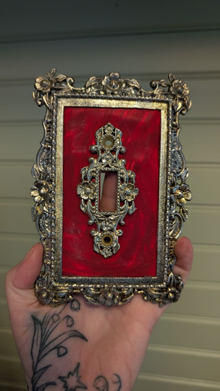 Red gothic switch plaque