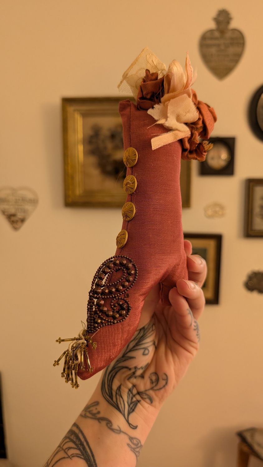 Art deco pin cushion victorian shoe boot