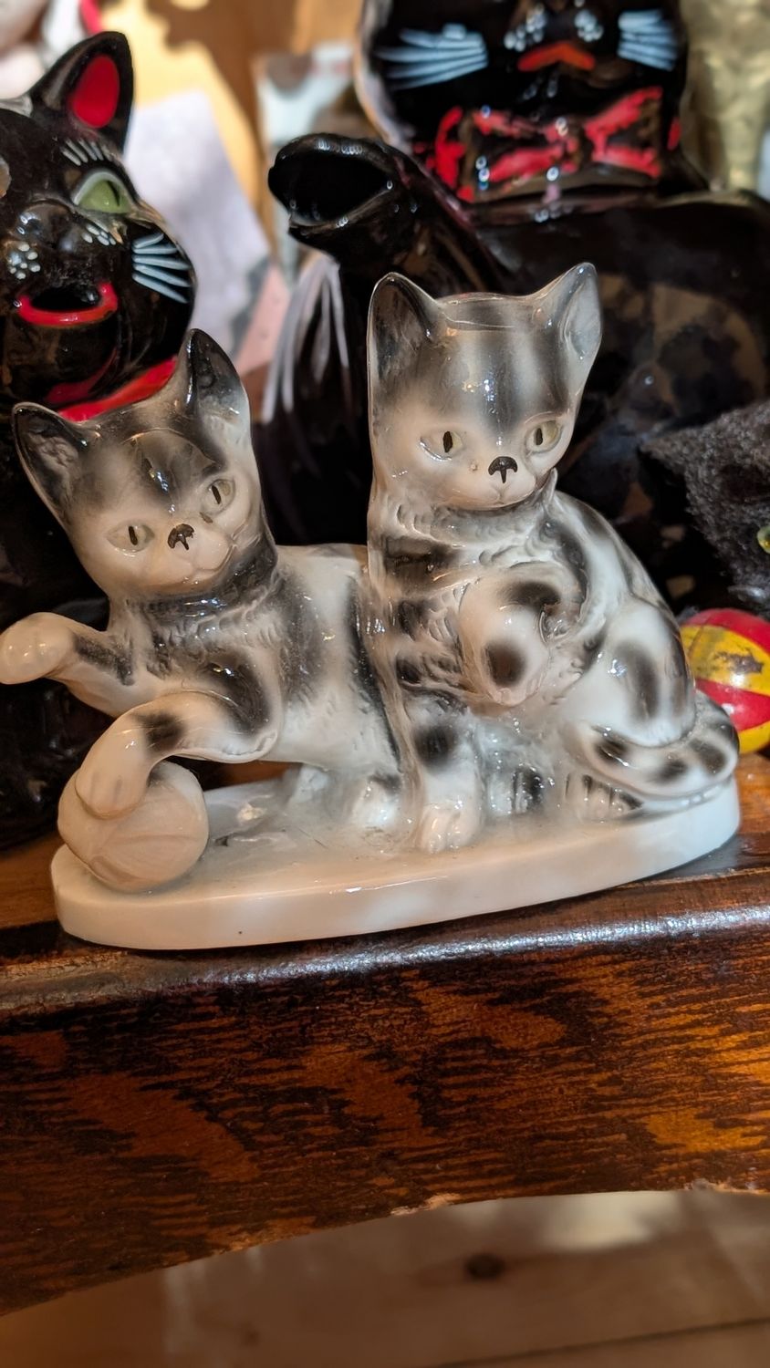 Black grey cats figurine ceramic carl scheidig