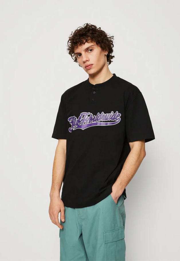 HUF camicia harlan baseball henley- black