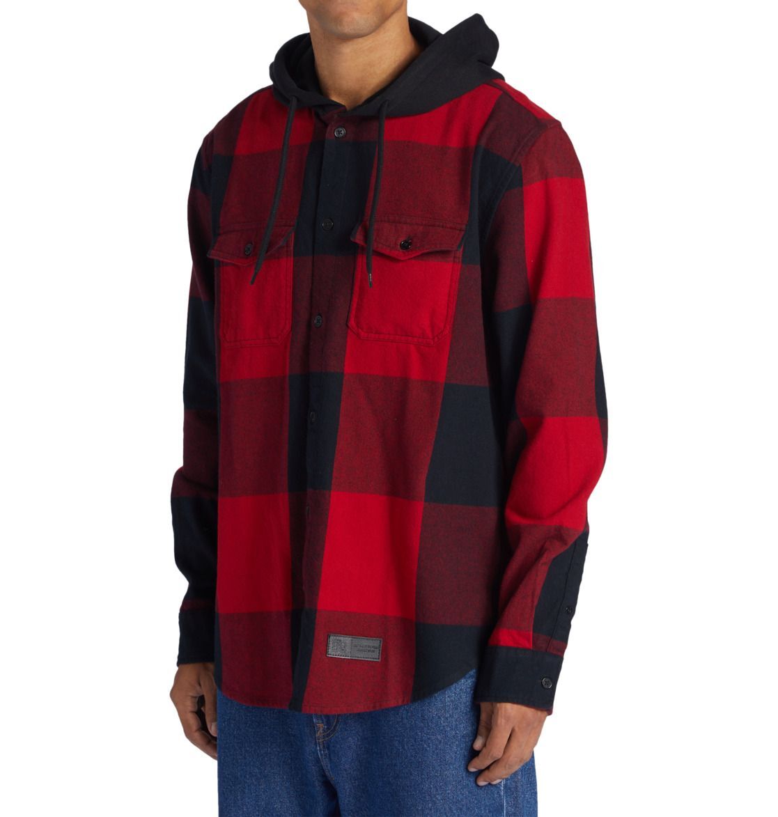 DC Camicia Ruckus Hooded - chili pepper/ black plaid