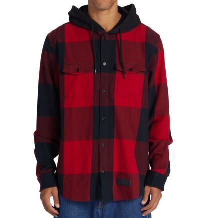 DC Camicia Ruckus Hooded - chili  pepper/ black plaid