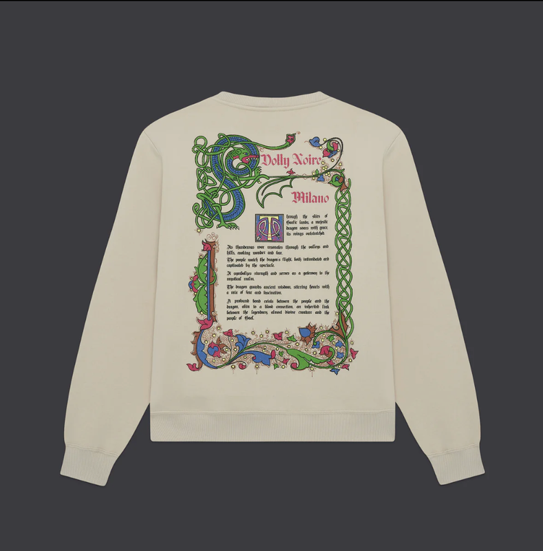 Dolly Noire  Dragon Scroll Crewneck Beige