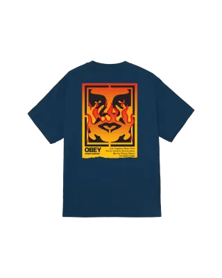 OBEY  ICON STENCIL FLAME CLASSIC TEE Harbor Blue