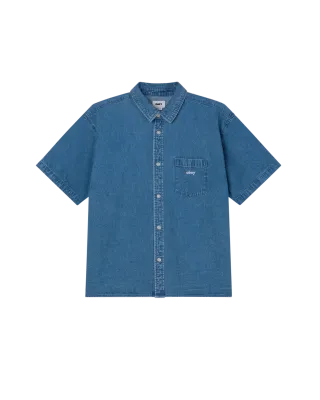OBEY BIGWIG DENIM SS SHIRT Light Indingo OBEY BIGWIG DENIM SS SHIRT Light Indingo