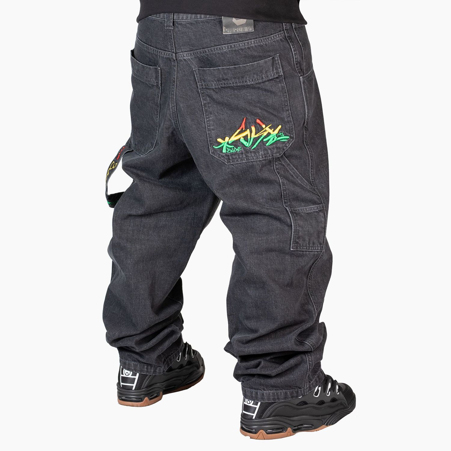 BLUESKIN DENIM JEANS BLACK LOGO RASATA