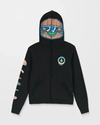 VOLCOM Burgstone Full Zip Up Hoodie - Black - (KIDS)