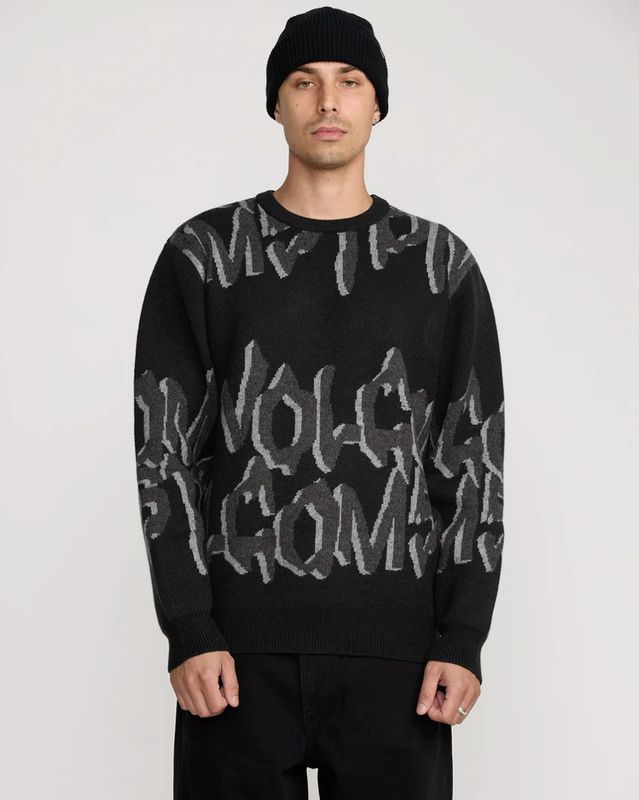 VOLCOM stone jacquard sweater - black VOLCOM stone jacquard sweater - black