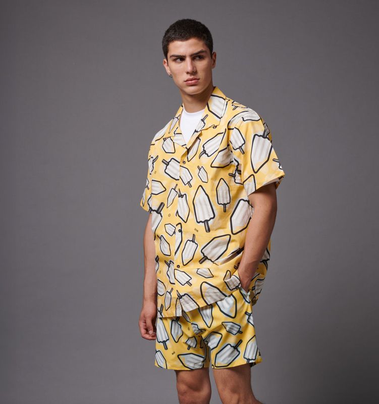 Dolly Noire MAMBO Pattern al Limone Bowling Shirt Dolly Noire MAMBO Pattern al Limone Bowling Shirt