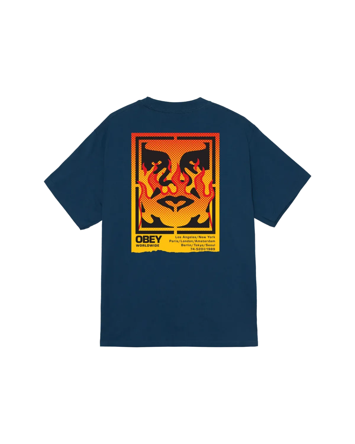 OBEY  ICON STENCIL FLAME CLASSIC TEE Harbor Blue