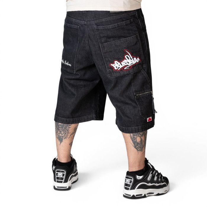Blueskin Bermuda Baggy Uomo Blueskin Wareko Nero Stone Wash Hip Hop Unisex