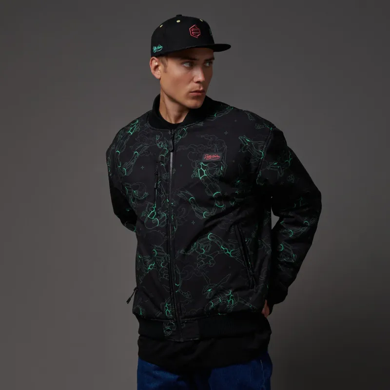 DOLLY NOIRE Rayquaza Pattern Bomber Black DOLLY NOIRE Rayquaza Pattern Bomber Black