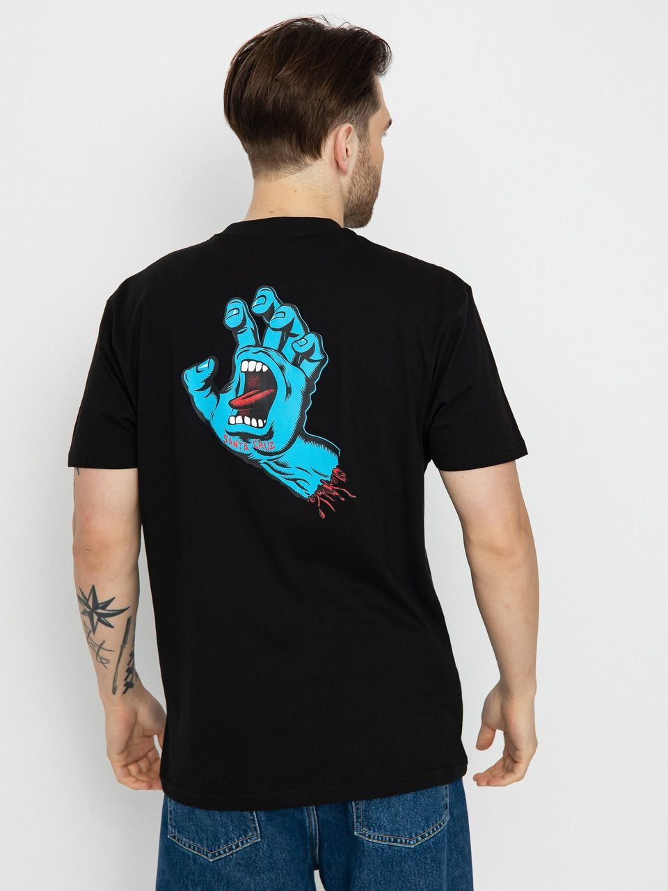 Santa Cruz  Screaming Hand Chest T-Shirt - Black