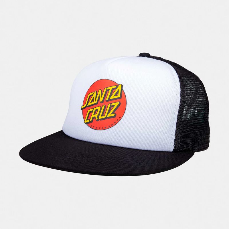 SANTA CRUZ Classic Dot Meshback Cap O/S - White/Black SANTA CRUZ Classic Dot Meshback Cap O/S - White/Black