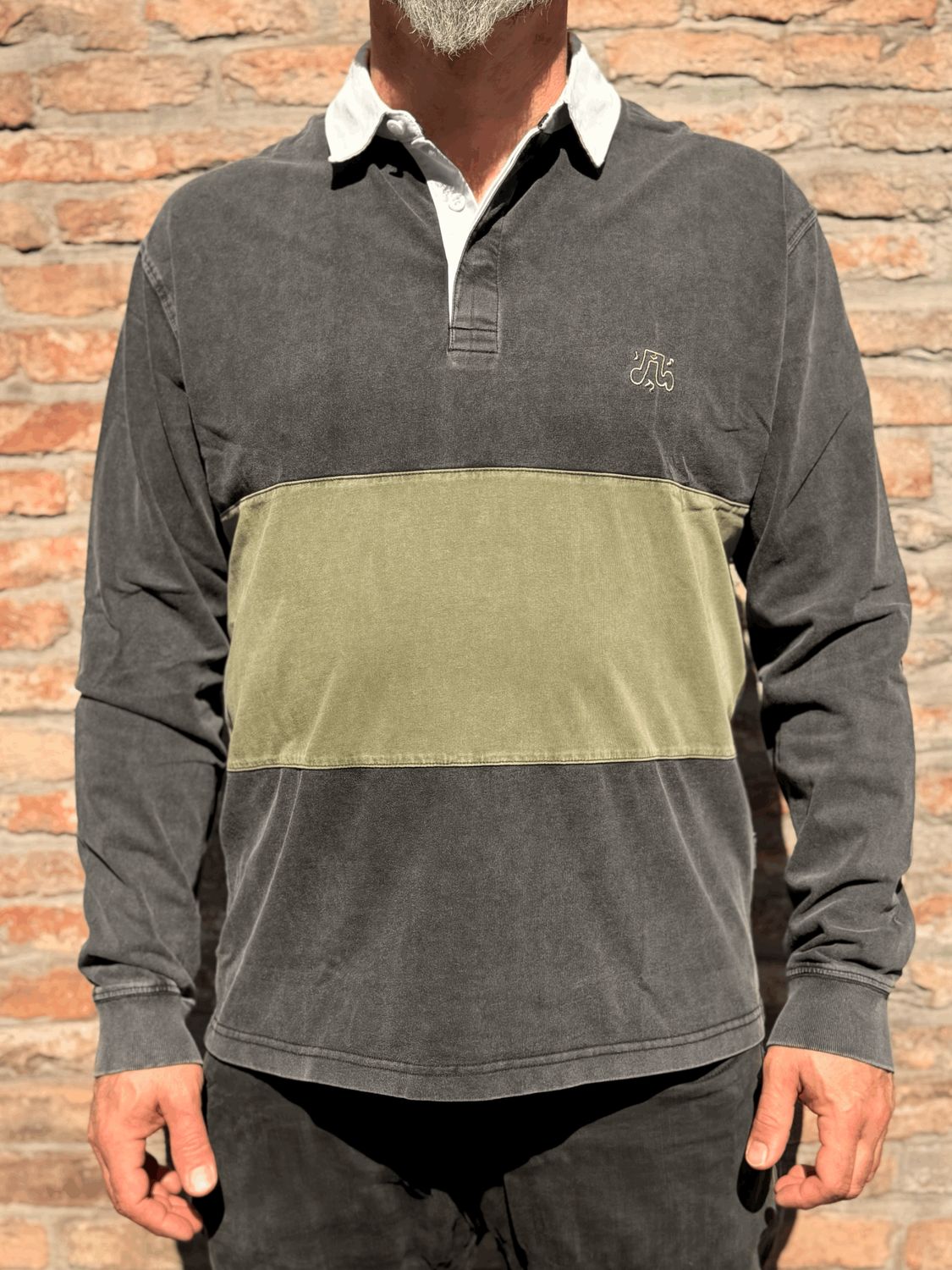 FUNKY  Walker Long Sleeve Polo Washed Black