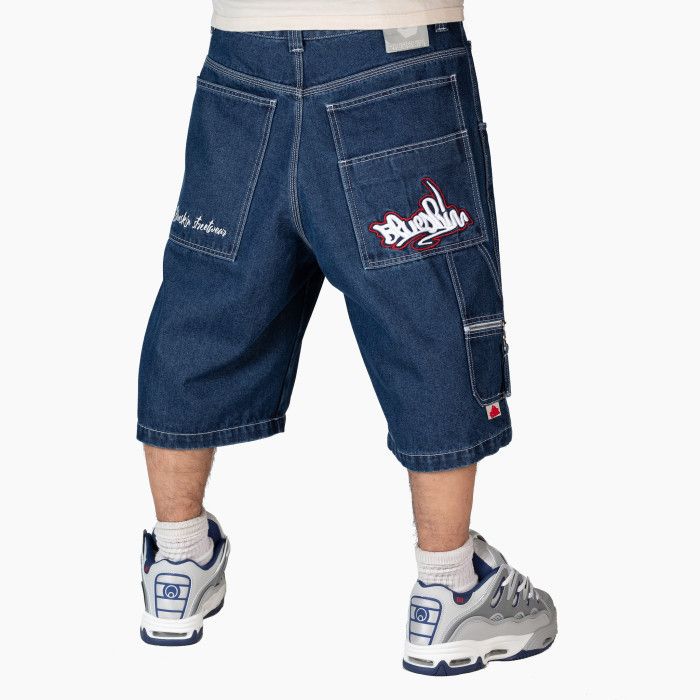 BLUESKIN  BERMUDA BAGGY UOMO BLUESKIN WAREKO DENIM STONE WASH SCURO HIP HOP