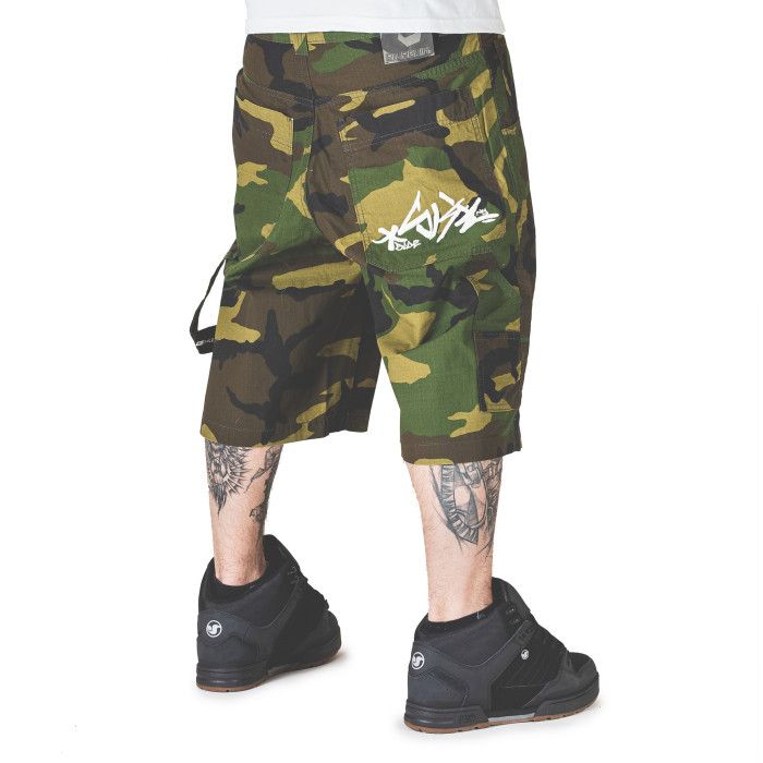 BLUESKIN  BERMUDA BAGGY BLUESKIN CAMO VERDE RIPSTOP UOMO HIP HOP SKATE