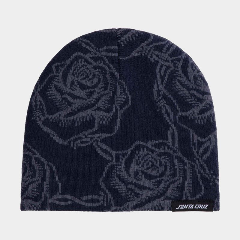 SANTA CRUZStrip Skull Beanie O/S - Navy Roses