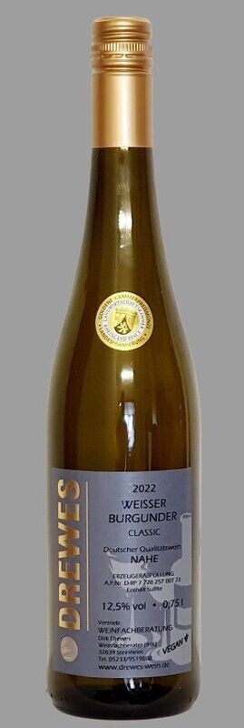 2024er WEISSBURGUNDER Classic Deutscher Qualitätswein Nahe halbtrocken 0,75 l