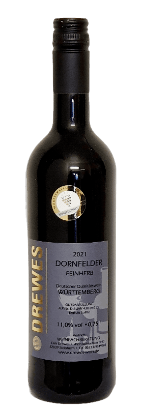 2021er DORNFELDER Rotwein Deutscher Qualitätswein Württemberg feinherb 0,75 l