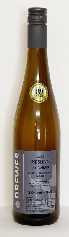 2023er RIESLING Deutscher Qualitätswein Nahe feinherb (halbtrocken) 0,75 l 2023er RIESLING Deutscher Qualitätswein Nahe feinherb (halbtrocken) 0,75 l