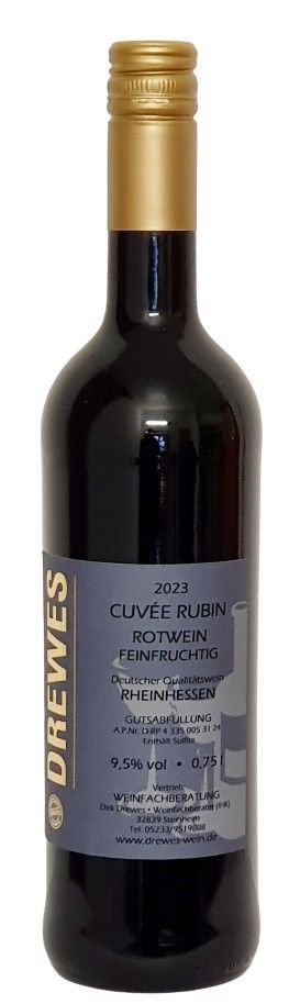 2023er CUVÉE RUBIN Rotwein Deutscher Qualitätswein Rheinhessen feinfruchtig (lieblich) 0,75 l