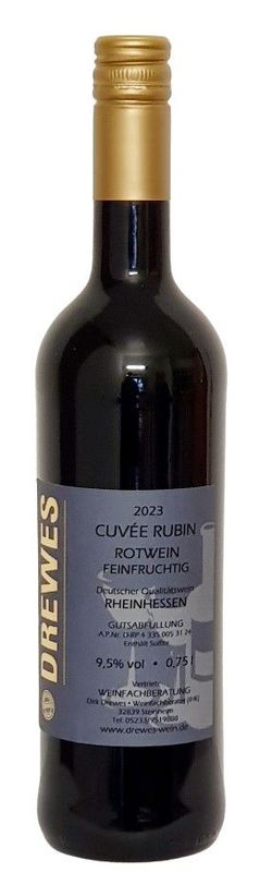 2023er CUVÉE RUBIN Rotwein Deutscher Qualitätswein Rheinhessen feinfruchtig (lieblich) 0,75 l