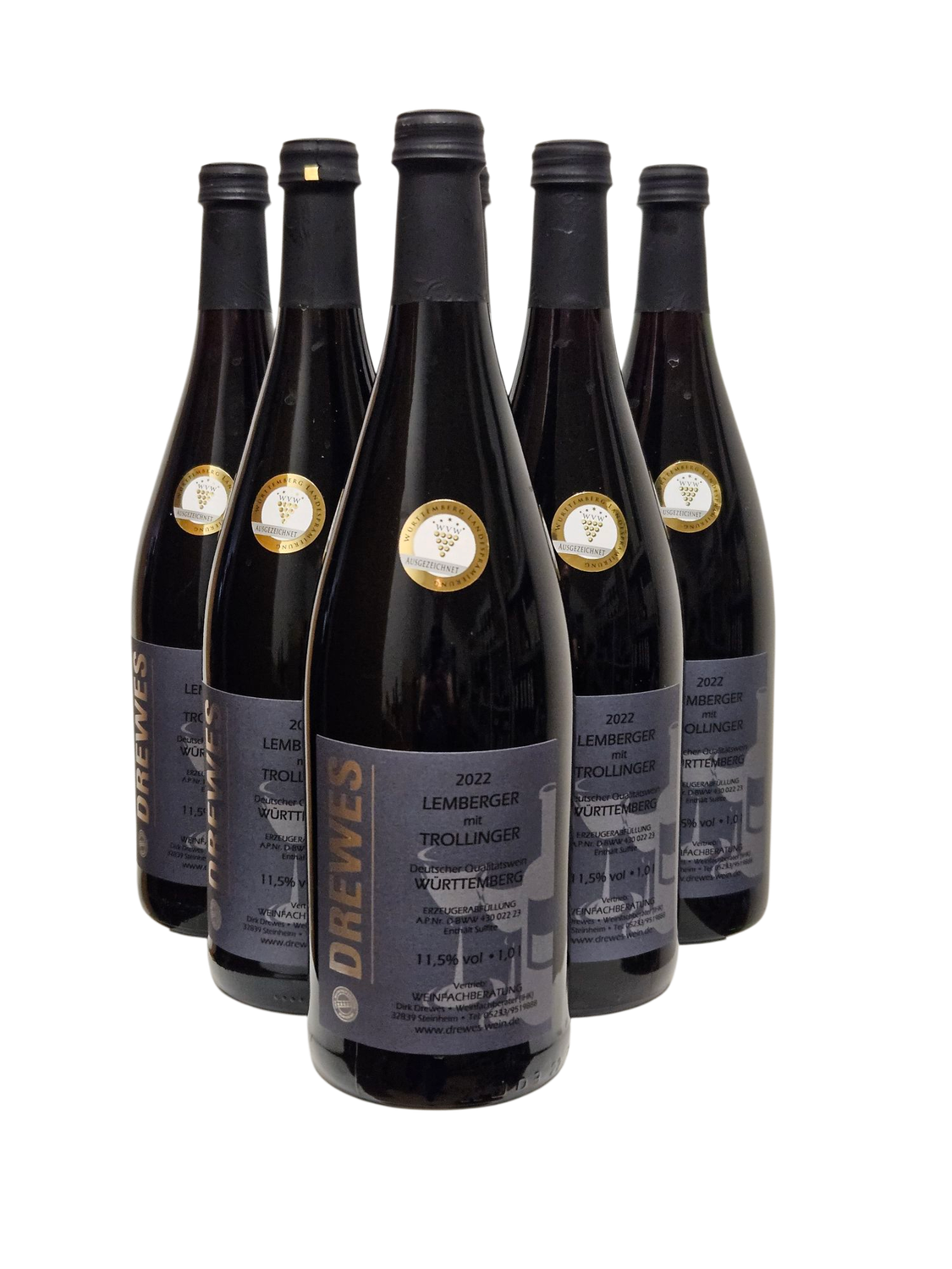 2022er LEMBERGER mit TROLLINGER Deutscher Qualitätswein Württemberg halbtrocken 1,0 l