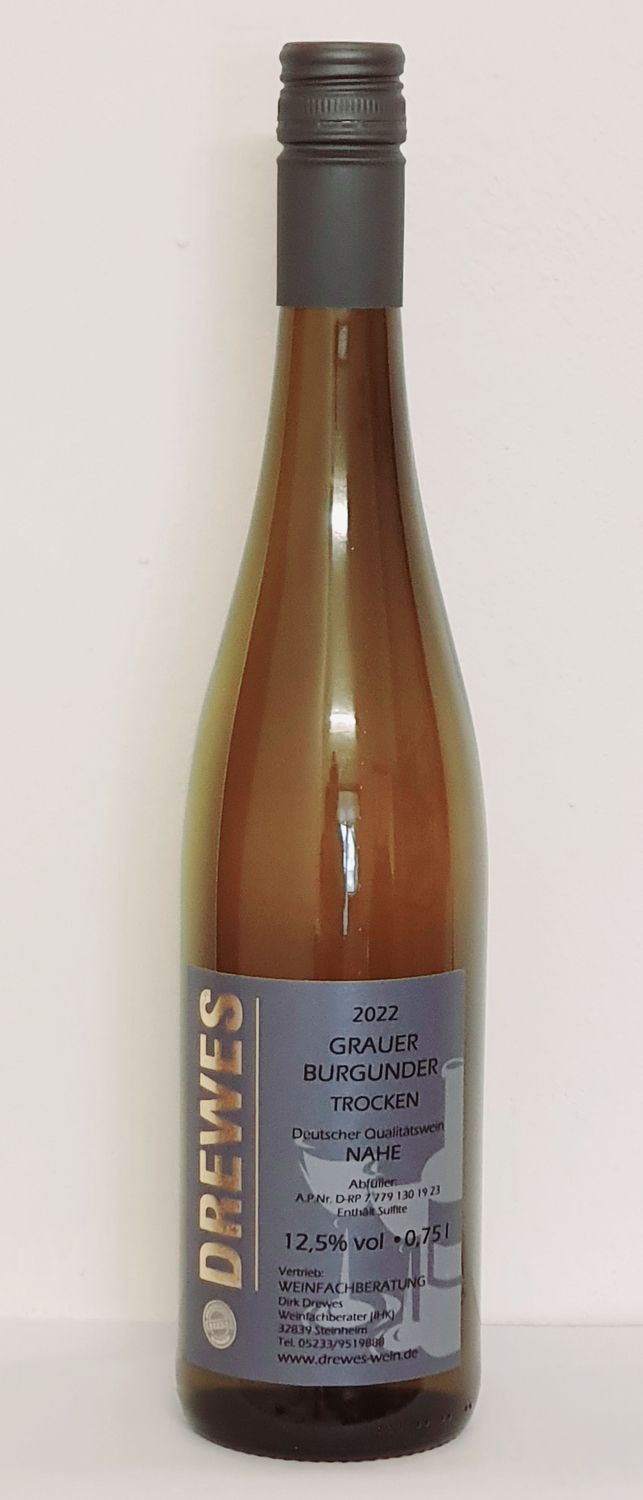 2024er GRAUBURGUNDER  Deutscher Qualitätswein Nahe trocken 0,75 l