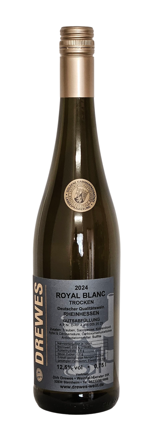 2024er ROYAL BLANC Deutscher Qualitätswein Rheinhessen trocken 0,75 l 2024er ROYAL BLANC Deutscher Qualitätswein Rheinhessen trocken 0,75 l