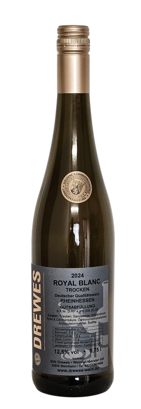 2024er ROYAL BLANC Deutscher Qualitätswein Rheinhessen trocken 0,75 l 2024er ROYAL BLANC Deutscher Qualitätswein Rheinhessen trocken 0,75 l